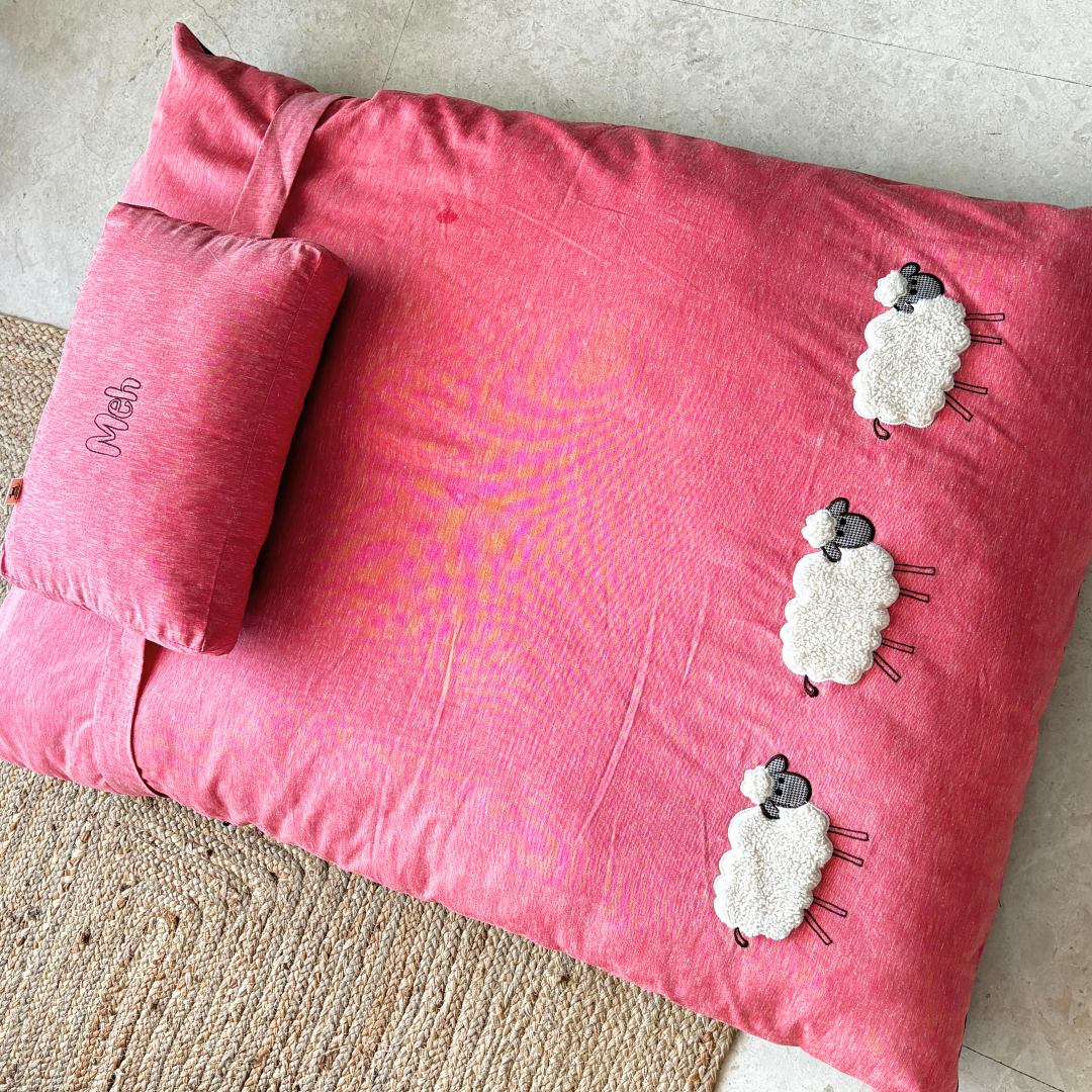 Embroidered Linen Dog Bed | Dog Beds online Dubai