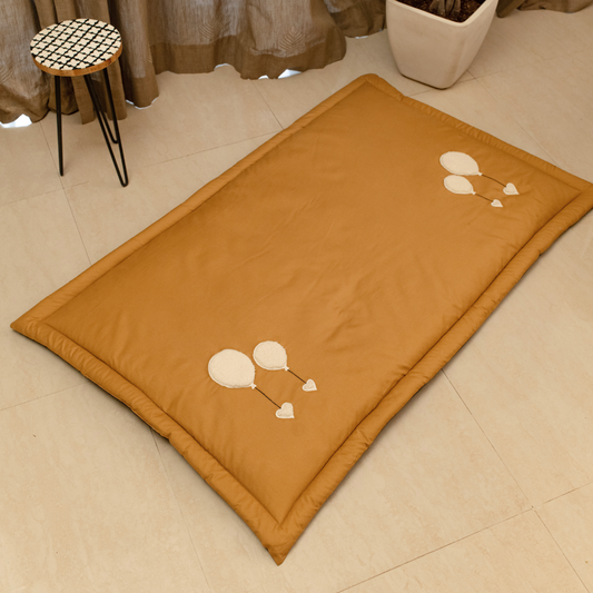 PoochMate OAK BOHO Mustard Cotton Mat : Balloon Applique