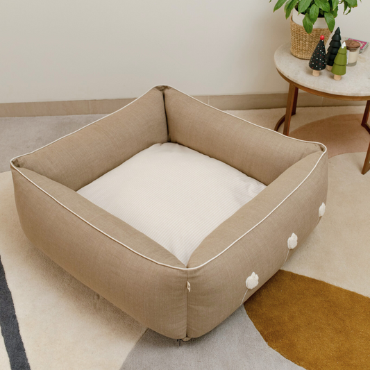 PoochMate OAK BOHO Sawdust Linen Dog Bed : Dandelions