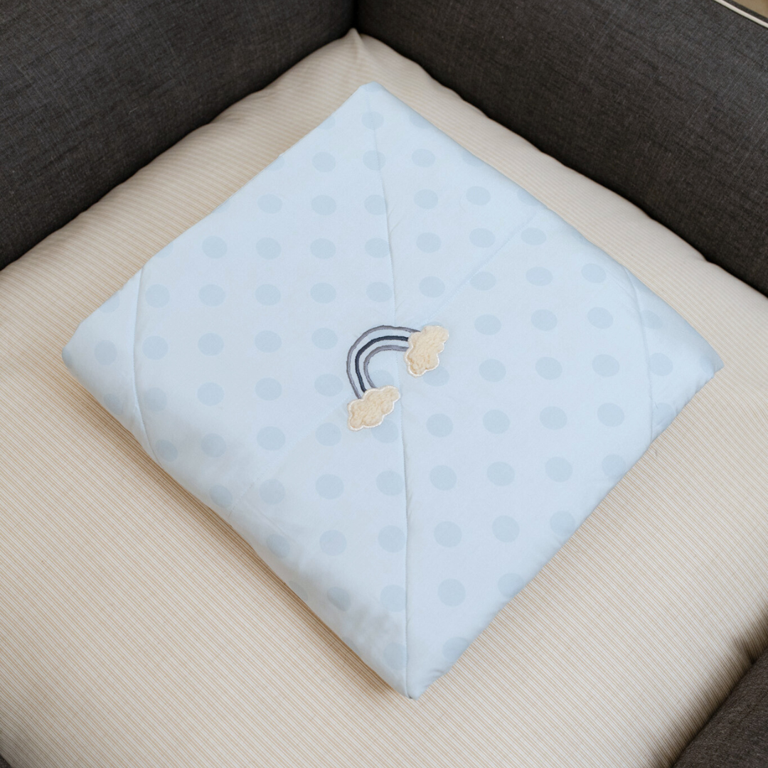 PoochMate OAK BOHO Polka Sky Blue Dog Blanket : Rainbow Clouds