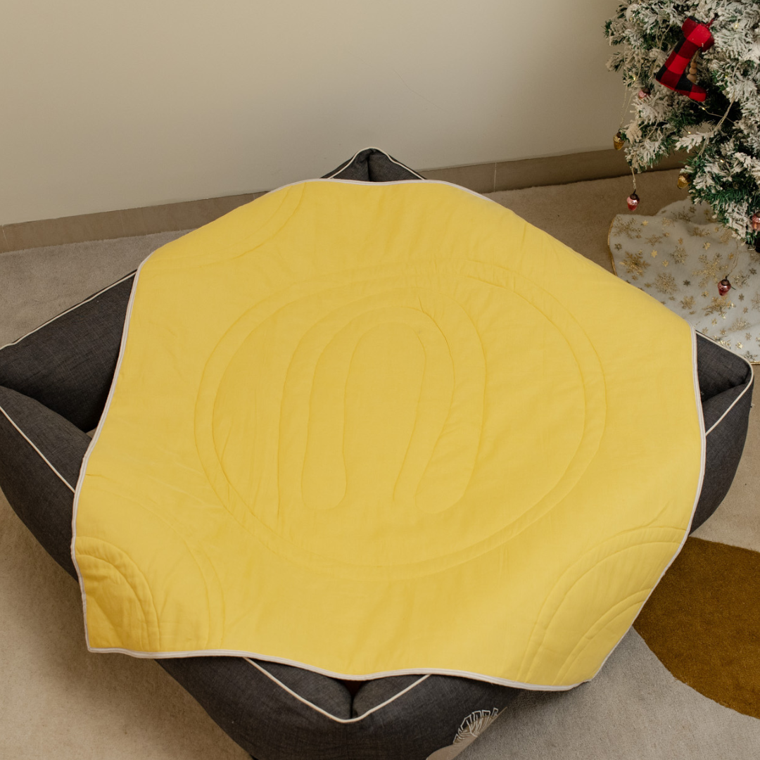 PoochMate OAK BOHO Sunny Yellow Dog Blanket : Quilted Tales